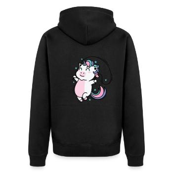 Einhorn springt Seil Fabelwesen Sport - Unisex Premium Bio Zip Hoodie - Schwarz - Hinten - Nico (187cm)