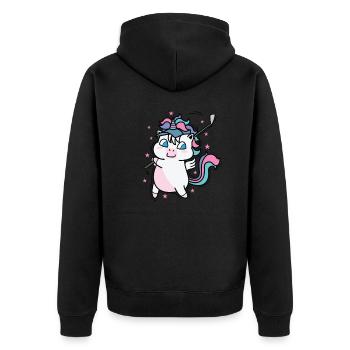 Einhorn beim Golfen Fabelwesen Sport - Unisex Premium Bio Zip Hoodie - Schwarz - Hinten - Nico (187cm)