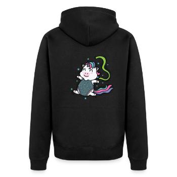 Einhorn beim Tanzen Fabelwesen Sport - Unisex Premium Bio Zip Hoodie - Schwarz - Hinten - Nico (187cm)
