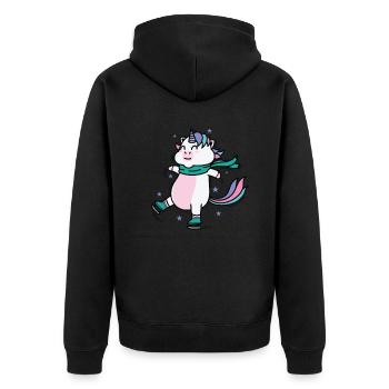 Einhorn macht Eiskunstlauf Fabelwesen Sport - Unisex Premium Bio Zip Hoodie - Schwarz - Hinten - Nico (187cm)