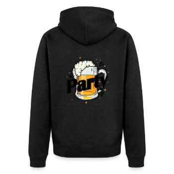 Party mit Bier Feiern tanzen Musik Freunde - Unisex Premium Bio Zip Hoodie - Schwarz - Hinten - Nico (187cm)