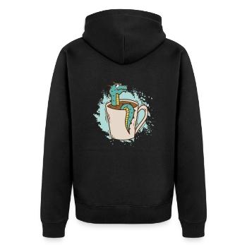 Dragon in a cup cute mythical creature - Unisex Premium Organic Zip Hoodie - black - Back - Nico (187cm)