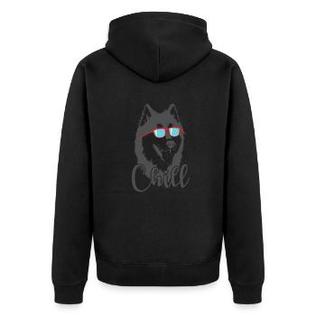 Chill Hund mit cooler Brille Alaskan Malamute - Unisex Premium Bio Zip Hoodie - Schwarz - Hinten - Nico (187cm)
