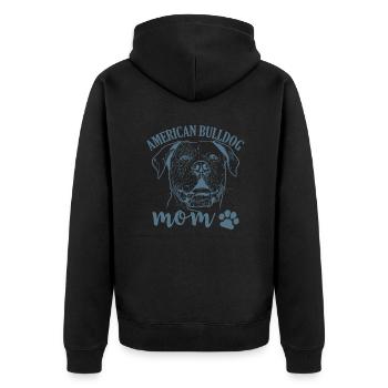 American Bulldog Mom Pet Dog Breed - Unisex Premium Organic Zip Hoodie - black - Back - Nico (187cm)