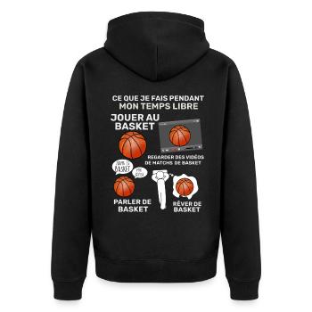 Basket temps libre Idée Cadeau Homme Et Enfant - Veste à capuche bio Premium Unisexe - noir - Dos - Nico (187cm)