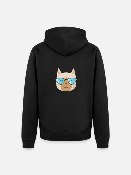 Siamese Cat with Sunglasses Pet - Unisex Premium Organic Zip Hoodie - black