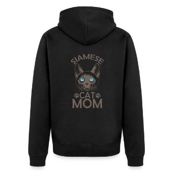 Siamese Cat Mom Pet Cat Breed - Unisex Premium Organic Zip Hoodie - black - Back - Nico (187cm)