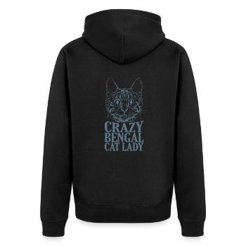 Crazy Bengal Cat Lady Hauskatze Rasse - Unisex Premium Bio Zip Hoodie - Schwarz - Hinten - Nico (187cm)