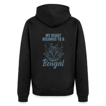 Mon cœur appartient à un chat domestique du Bengale - Veste à capuche bio Premium Unisexe - noir - Dos - Nico (187cm)