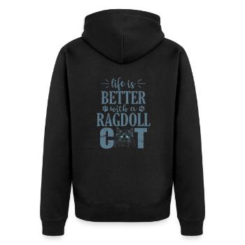 La vie est meilleure avec un chat Ragdoll Chat domestique - Veste à capuche bio Premium Unisexe - noir - Dos - Nico (187cm)