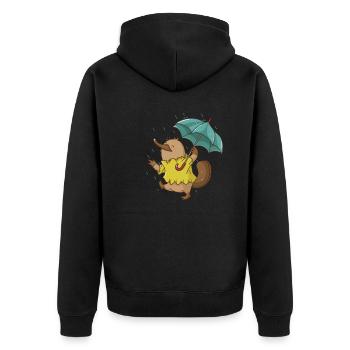 Platypus with umbrella in the rain Australia - Unisex Premium Organic Zip Hoodie - black - Back - Nico (187cm)