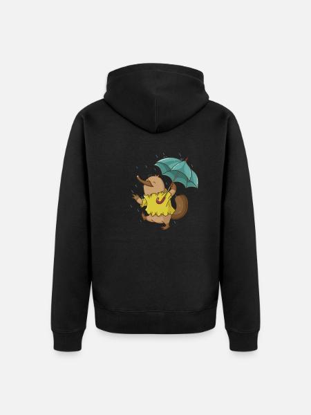 Platypus with umbrella in the rain Australia - Unisex Premium Organic Zip Hoodie - black