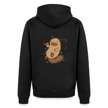 Platypus plays Badminton Australia - Unisex Premium Organic Zip Hoodie - black - Back - Nico (187cm)