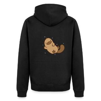 Schnabeltier chillt Outback Australien - Unisex Premium Bio Zip Hoodie - Schwarz - Hinten - Nico (187cm)