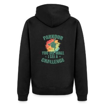 Parkour tu vois Mur Je vois un Challenge Sport - Veste à capuche bio Premium Unisexe - noir - Dos - Nico (187cm)