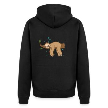 Faultier schläft auf einem Ast faul Tier - Unisex Premium Bio Zip Hoodie - Schwarz - Hinten - Nico (187cm)