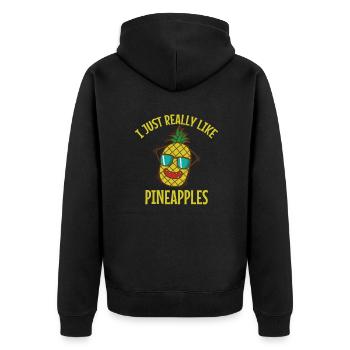 J’aime vraiment les fruits d’ananas - Veste à capuche bio Premium Unisexe - noir - Dos - Nico (187cm)