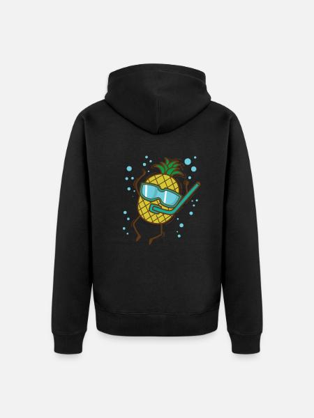 Pineapple Dips Tropical Sweet Fruit - Unisex Premium Organic Zip Hoodie - black