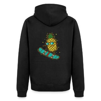 Équitation d’ananas fruits sucrés avec skateboard - Veste à capuche bio Premium Unisexe - noir - Dos - Nico (187cm)