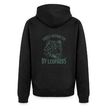 Facilement distrait par les léopards Raubkatze - Veste à capuche bio Premium Unisexe - noir - Dos - Nico (187cm)
