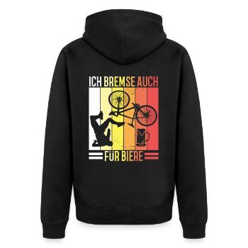 Lustige Fahrrad Sprüche Ich Bremse Für Bier Retro - Unisex Premium Bio Zip Hoodie - Schwarz - Hinten - Nico (187cm)