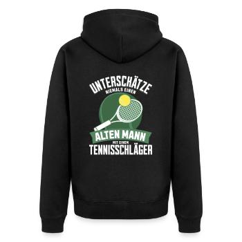 Tennisspieler Geschenk Tennisschläger Tennis-Match - Unisex Premium Bio Zip Hoodie - Schwarz - Hinten - Nico (187cm)