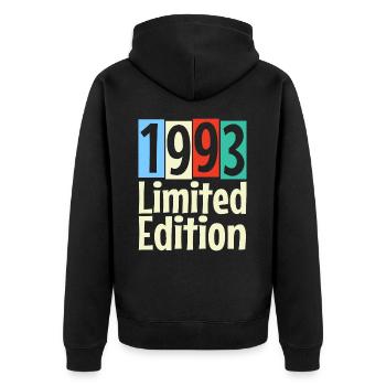30th Birthday Vintage 1993 Limited Edition - Unisex Premium Organic Zip Hoodie - black - Back - Nico (187cm)