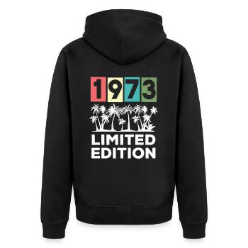 50th Birthday Vintage 1973 Limited Edition - Unisex Premium Organic Zip Hoodie - black - Back - Nico (187cm)
