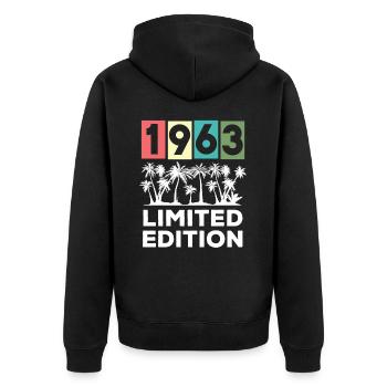 Vintage 1963 Limited Edition 60th Birthday Palm - Unisex Premium Organic Zip Hoodie - black - Back - Nico (187cm)