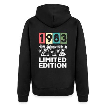 Limited Edition Vintage 1983 Fun 40th Birthday - Unisex Premium Organic Zip Hoodie - black - Back - Nico (187cm)