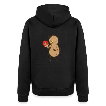 Kiwi jouant au ping-pong avec un oiseau kiwi - Veste à capuche bio Premium Unisexe - noir - Dos - Nico (187cm)