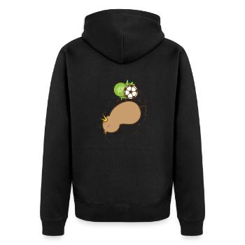 Kiwi avec oiseau et fruits - Veste à capuche bio Premium Unisexe - noir - Dos - Nico (187cm)