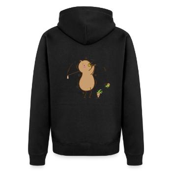 Kiwi joue au golf, kiwi oiseau et fruits - Veste à capuche bio Premium Unisexe - noir - Dos - Nico (187cm)