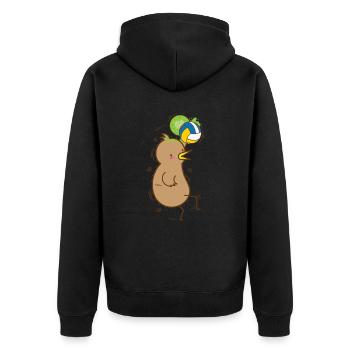 Kiwi joue au volley-ball oiseau et aux fruits - Veste à capuche bio Premium Unisexe - noir - Dos - Nico (187cm)