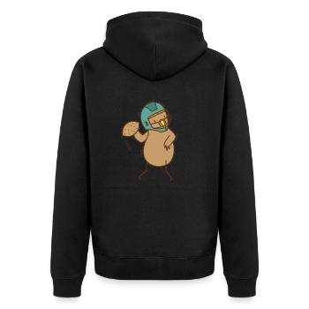 Kiwi joue au football Bird and Fruit - Veste à capuche bio Premium Unisexe - noir - Dos - Nico (187cm)