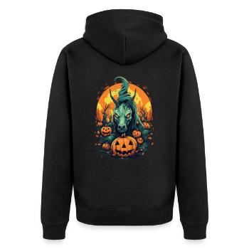 Halloween Costume Creepy - Unisex Premium Organic Zip Hoodie - black - Back - Nico (187cm)