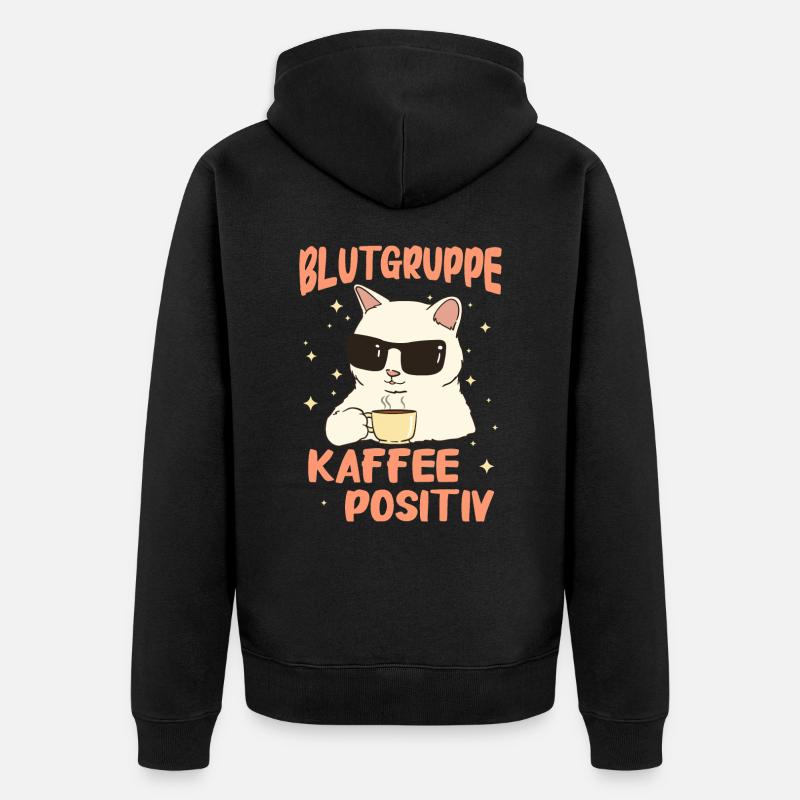 Kaffee Coffee Kaffeetrinker Kaffeeliebhaber - Unisex Premium Bio Zip Hoodie - Schwarz