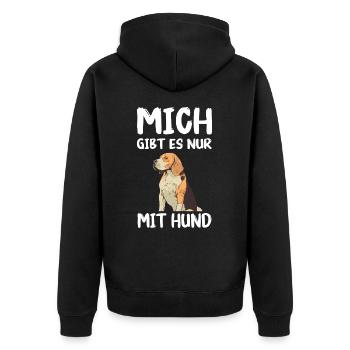 Beagle Hund - Unisex Premium Bio Zip Hoodie - Schwarz - Hinten - Nico (187cm)