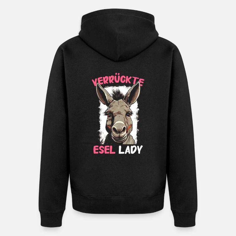 Esel Eselchen Maultier Muli - Unisex Premium Bio Zip Hoodie - Schwarz