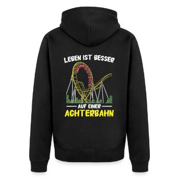 Achterbahn Freizeitpark Roller Coaster - Unisex Premium Bio Zip Hoodie - Schwarz - Hinten - Nico (187cm)