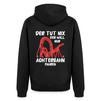 Achterbahn Freizeitpark Roller Coaster - Unisex Premium Bio Zip Hoodie - Schwarz - Hinten - Nico (187cm)