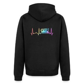Camping Caravan Camper Motorhome - Unisex Premium Organic Zip Hoodie - black - Back - Nico (187cm)