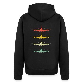 Flugzeug Planespotter Pilot Piloten Flugzeuge - Unisex Premium Bio Zip Hoodie - Schwarz - Hinten - Nico (187cm)