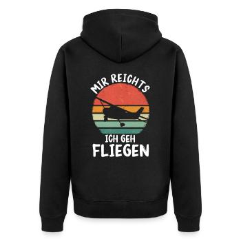 Flugzeug Planespotter Pilot Piloten Flugzeuge - Unisex Premium Bio Zip Hoodie - Schwarz - Hinten - Nico (187cm)