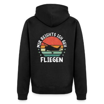 Flugzeug Planespotter Pilot Piloten Flugzeuge - Unisex Premium Bio Zip Hoodie - Schwarz - Hinten - Nico (187cm)