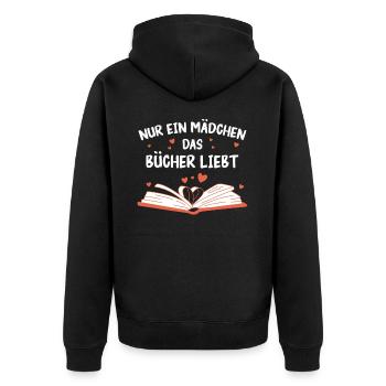 Buch Lesen Bücher Buch Nerd Bücherwurm - Unisex Premium Bio Zip Hoodie - Schwarz - Hinten - Nico (187cm)
