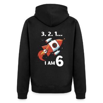 Cadeau 6 ans anniversaire garçon ou fille - Veste à capuche bio Premium Unisexe - noir - Dos - Nico (187cm)