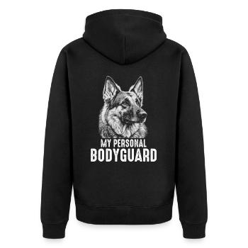 Malinois Hund - Unisex Premium Bio Zip Hoodie - Schwarz - Hinten - Nico (187cm)