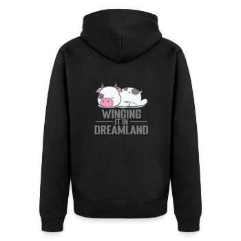 Winging it in Dreamland pajamas pajamas - Unisex Premium Organic Zip Hoodie - black - Back - Nico (187cm)