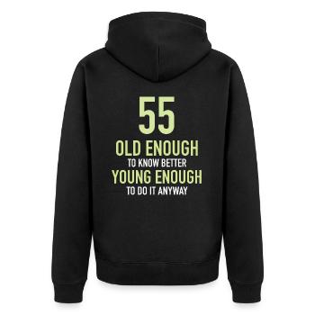 Cadeau 55 ans Anniversaire Enfant - Veste à capuche bio Premium Unisexe - noir - Dos - Nico (187cm)